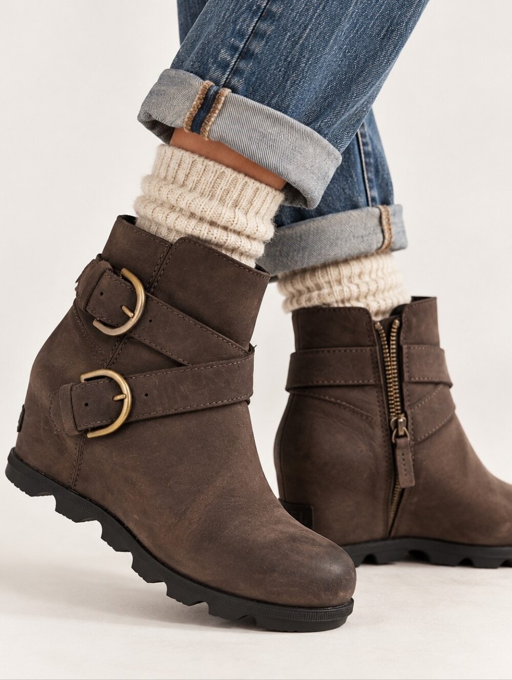 Sorel Joan of Arctic Wedge II Buckle Waterproof Leather Boots Brown 8